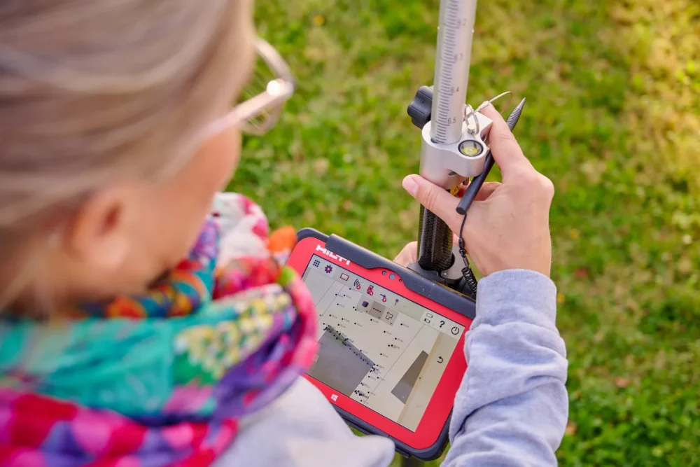 Gartenplanung: digitale Aufnahme der Messdaten vor Ort